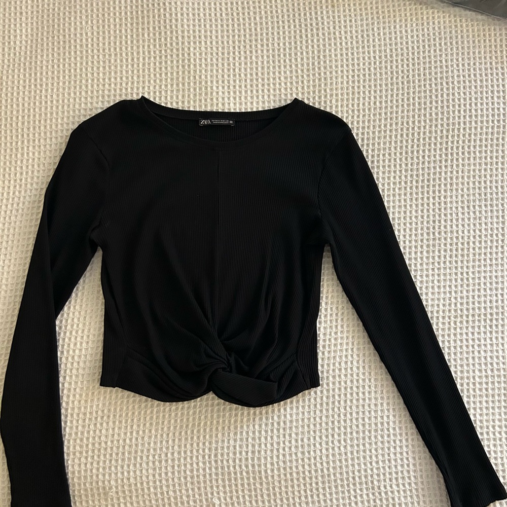 Zara Black Twist Front Crop Top